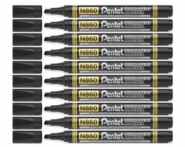 Marker Permanentny Pentel N850 Wodoodporny Tusz Okrągła Końcówka CZARNY x10