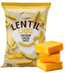CHIPSY Chrupki z Czerwonej Soczewicy o Smaku SERA CHEDDAR 100g Oho!