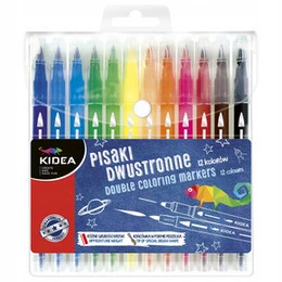 Pisaki Dwustronne Flamastry Szkolne 12 Kolorów Kidea PDA12KA