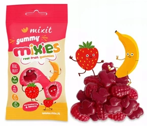 MIXIT Żelki Naturalne Owocowe Mixies TRUSKAWKA BANAN Bez Cukru 35g