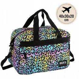 Torba podróżna BACKUP 40x30x20 kabinowa Ryanair Wizz Air panterka fiolet