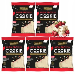 Ciastka proteinowe truskawka biała czekolada Frank & Oli zestaw 5 sztuk