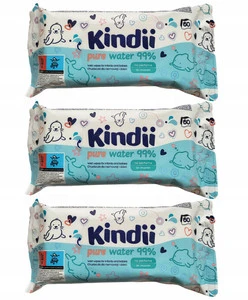 KINDII Chusteczki NAWILŻANE Pure Water WODNE Bez Perfum 60 szt. x3