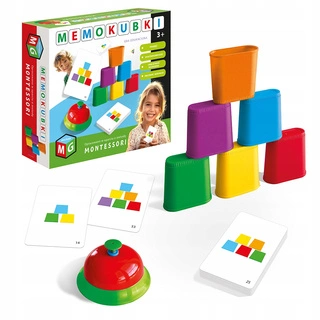 Gra Edukacyjna Montessori MEMOKUBKI 3+ Zestaw 2 Gier Kubki 2w1 Multigra