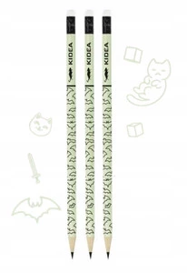 3x Ołówek HB z Gumką Świecący w Ciemności Kidea
