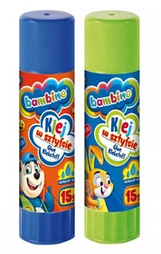 2x Klej w Sztyfcie Szkolny Biurowy Mocny Zmywalny Bezbarwny 15g Bambino