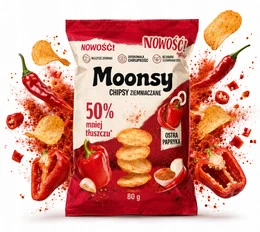 Moonsy Chipsy Ziemniaczane Ostra Papryka 60g Bez Glutenu