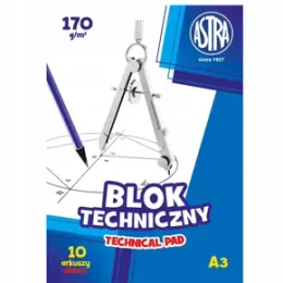 Blok techniczny A3 biały 10 kartek Astra