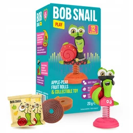BOB SNAIL Przekąska Owocowa JABŁKO GRUSZKA Rollsy + Zabawka Bez Cukru