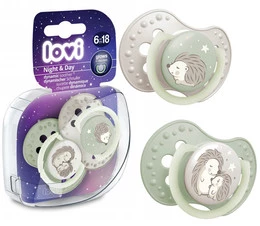 LOVI Smoczek Silikonowy Dynamiczny 2 Sztuki Day&Night JEŻ 6-18M+ 22/930
