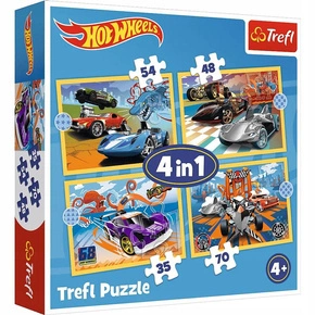 Puzzle 100 Układanka 4w1 HOT WHEELS Pojazdy Autka Auta Autka 4+ Trefl 34627