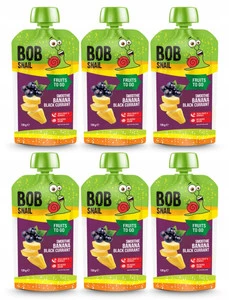 6x BOB SNAIL Smoothie BANAN Czarna PORZECZKA Bez Dodatku Cukru Mus 120g