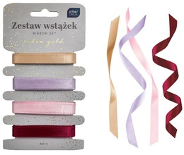 INTERDRUK WSTĄŻKI DO PAKOWANIA PREZETÓW 4 kolory x 2m SATIN GOLD