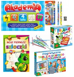 PAKIET Nauka Pisania Literki Cyferki Labirynty Szlaczki Tablica Bierki