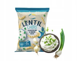 CHIPSY Chrupki z Czerwonej Soczewicy o Smaku ŚMIETANY i CEBULI 100g Oho!