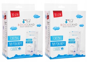 ZESTAW | 2x BOCIOLAND Woreczki Do Mrożenia Pokarmu Torebki Strunowe 200ml 30 szt