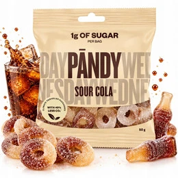 PANDY Sour Cola Żelki Gumowe Bez Dodatku Cukru o Smaku Coli 50g