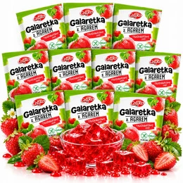 Celiko Galaretka bezglutenowa z agarem o smaku Truskawkowym 45g x10