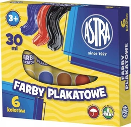 Farby Szkolne Plakatowe 6 Kolorów w Tubie 30ml Astra