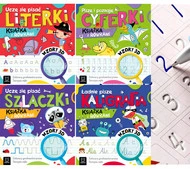 Komplet 4 Książeczek Edukacyjnych z Rowkami Nauka Pisania Dziecka 4–6 Lat