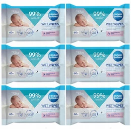 CANPOL Mokre Jednorazowe CHUSTECZKI NAWILŻANE Nawilżone Wodą 99% 14/200 x6