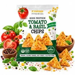POPCROP Piramidki Chipsy Proteinowe Pomidor i Bazylia Bezglutenowe 60g