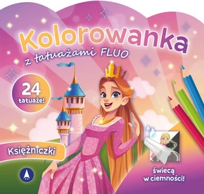 Kolorowanka z tatuażami FLUO Księżniczki ŚWIECĄ W Ciemności Skrzat