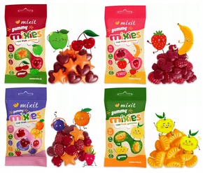 4x MIXIT Żelki Naturalne Owocowe Mixies MIX SMAKÓW Bez Cukru Dla Dzieci 35g