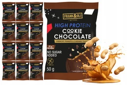 FRANK&OLI Ciastko Proteinowe Czekoladowe ORZECHY ZIEMNE KARMEL 50g x12