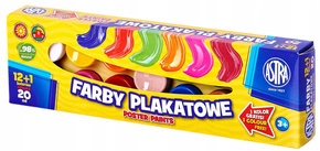 Farby Szkolne Plakatowe Do Prac Plastycznych Dla Dzieci 12+1 kol 20ml Astra