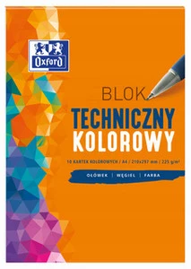 Blok techniczny kolorowy A4 10 kartek Oxford dla dzieci