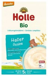 HOLLE BIO Kaszka Owsiana Pełnoziarnista Bez Cukru 250g 5M+