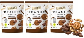 FRANK&OLI Ciasteczka Mini MASŁO ORZECHOWE CZEKOLADA Białko Błonnik 100g x3