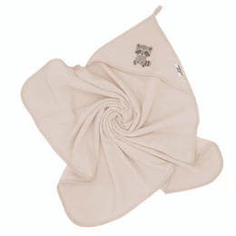 Okrycie Kąpielowe Z Kapturkiem Ręcznik 80x80 Bawełna BEŻOWE SZOP Bocioland