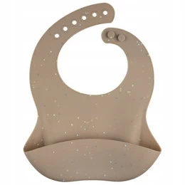 CANPOL Śliniaczek Śliniak Sylikonowy Z Kieszonką Beżowy Kropki 4M+ 51/029