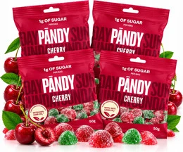 PANDY Cherry Żelki Bez Cukru Wiśniowe 50g x4