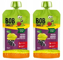 2x BOB SNAIL Smoothie JABŁKO CZARNA PORZECZKA Bez Dodatku Cukru Mus 120g