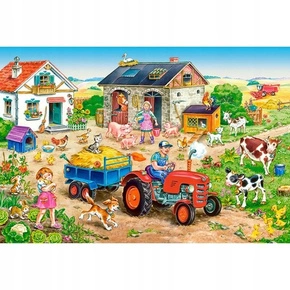 Puzzle 40 Maxi Układanka NA WSI Zwierzęta Farma Kotki Pieski Traktor 4+