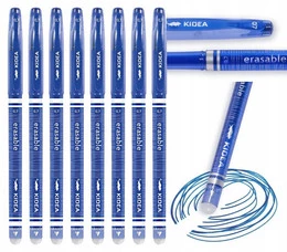 8x Długopis Zmazywalny Niebieski 0,7 mm Wymazywalny Ścieralny Z Gumką Kidea