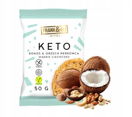 FRANK&OLI Ciastko Miękkie Keto KOKOS ORZECH NERKOWCA Bez Cukru 50g