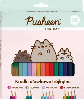 Kredki Ołówkowe Trójkątne Szkolne PUSHEEN 18 Kolorów Majewski