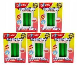 Plastelina ZIELONA Komplet 15 Lasek Szkolna Plastyczna 250g Inspiria x5