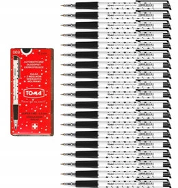 Długopis Biurowy Automatyczny Czarny Superfine W Gwiazdki 0,5mm TOMA x20