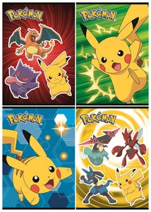 4x Zeszyt A5 16k Linia Podwójna Dwukolorowa Laminowany POKEMON St. Majewski