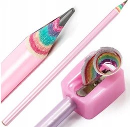 Ołówek Szkolny Trójkątny Z Gumką HB TĘCZOWY mix Kidea