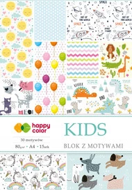Blok Papier Kreatywny Ozdobny z Motywami KIDS A4/15K 80g Happy Color