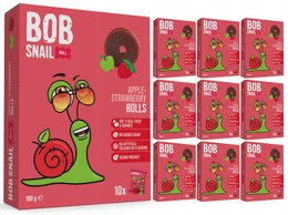 10x Przekąska Owocowa Jabłko Truskawka Bez Cukrów 100g BOB SNAIL