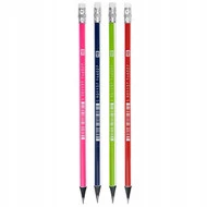 4x Ołówki ASTRA Z CZARNEGO DREWNA z gumką, TRÓJKĄTNE twardość HB