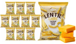 Chipsy z czerwonej soczewicy smak sera cheddar 100g x10 Oho!
