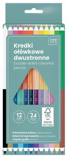 Kredki Ołówkowe Dwustronne Trójkątne 24 Kolory Interdruk